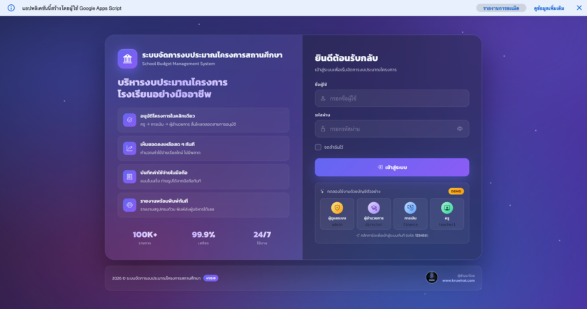 School Budget Management System ระบบจัดการงบประมาณโครงการสถานศึกษา